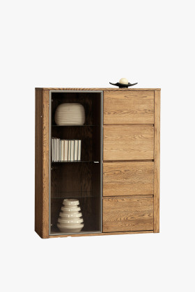 Moderne Vitrine aus massivem Eichenholz mit Glastüren